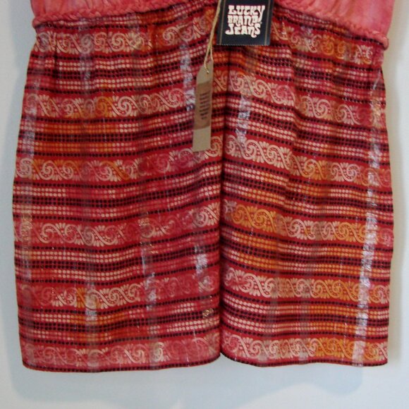 Lucky Brand Babydoll Top Boho Sleeveless V-neck Pink Red Orange NEW NWT Large - Picture 6 of 12